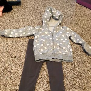 3T Fleece Lined Leggings and Polka Dot Zip Hoodie